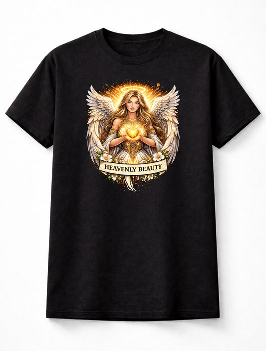 Angel T Shirt Heavenly Sacred Heart Divine Art Tee Unisex Black