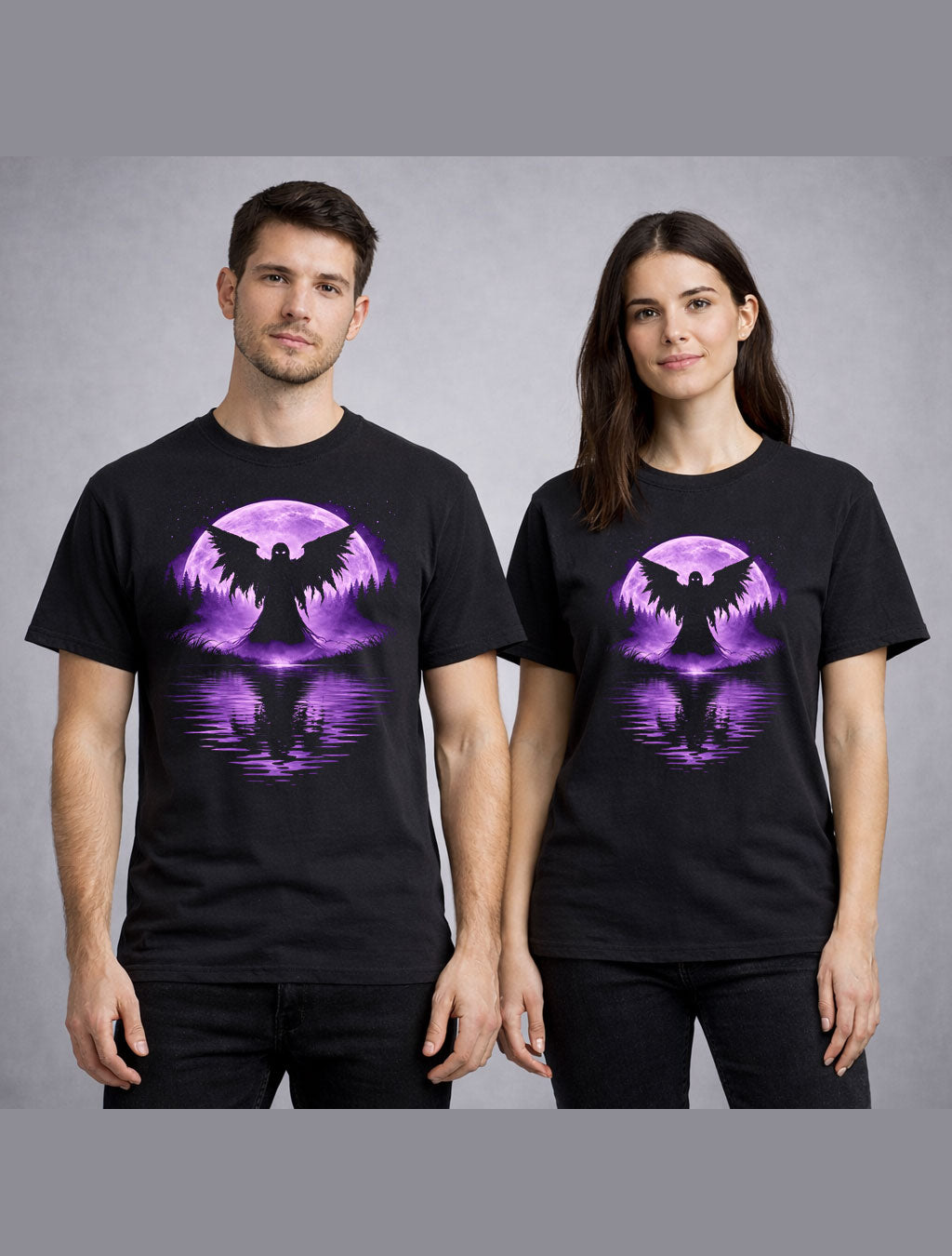 Angel Purple Moon Gothic Fantasy Horror Graphic Unisex T-Shirt