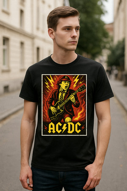 AC/DC – Angus Young Unisex T-Shirt Classic Rock Band Merch Tee