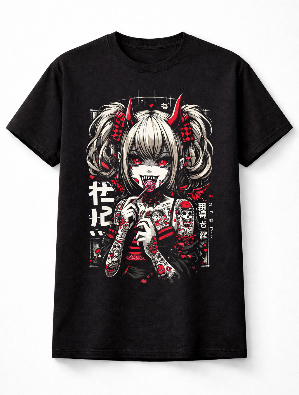 Anime Demon Girl Gothic Graphic Unisex T-Shirt Manga Devil Waifu Adults & Kids Unisex T-Shirt