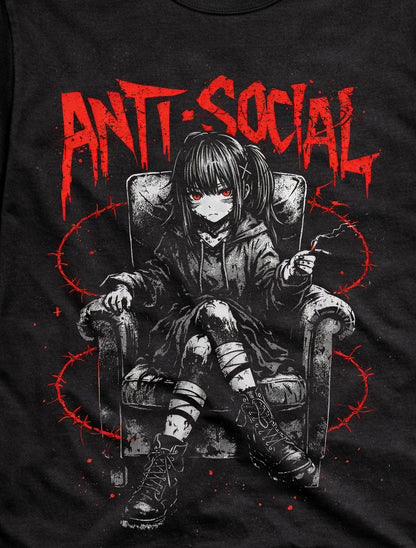 Anti Social Gothic Anime Japanese Y2K Retro Graphic Adults & Kids Unisex T-Shirt