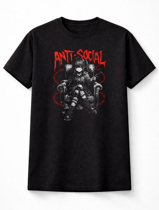 Anti Social Gothic Anime Japanese Y2K Retro Graphic Adults & Kids Unisex T-Shirt