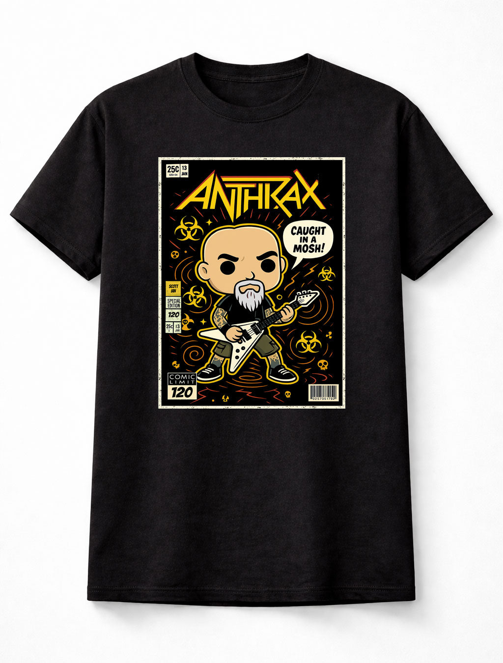 Anthrax T-Shirt Thrash Metal Mosh Unisex Black Graphic Tee