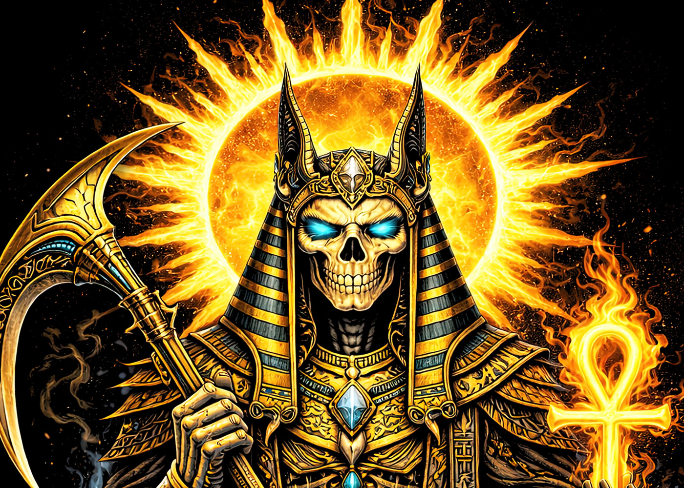 Anubis Egyptian God of the Dead Skull Skeleton T Shirt Gothic Dark Art Unisex