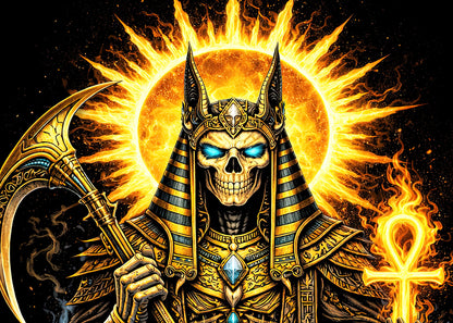 Anubis Egyptian God of the Dead Skull Skeleton T Shirt Gothic Dark Art Unisex