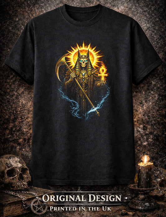 Anubis Egyptian God of the Dead Skull Skeleton T Shirt Gothic Dark Art Unisex