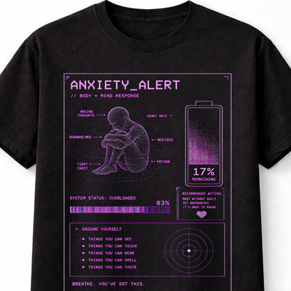 Anxiety Alert Cyber Y2K Mental Health Glitch Futuristic Unisex T-Shirt