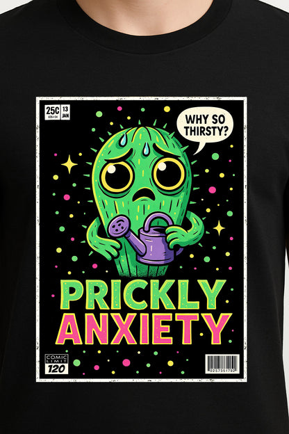 Prickly Anxiety Unisex T-Shirt – “Why So Thirsty?” Funny Cactus Mental Health Graphic Tee