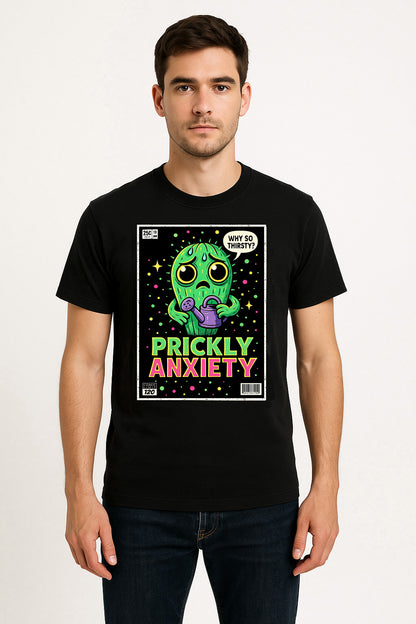 Prickly Anxiety Unisex T-Shirt – “Why So Thirsty?” Funny Cactus Mental Health Graphic Tee