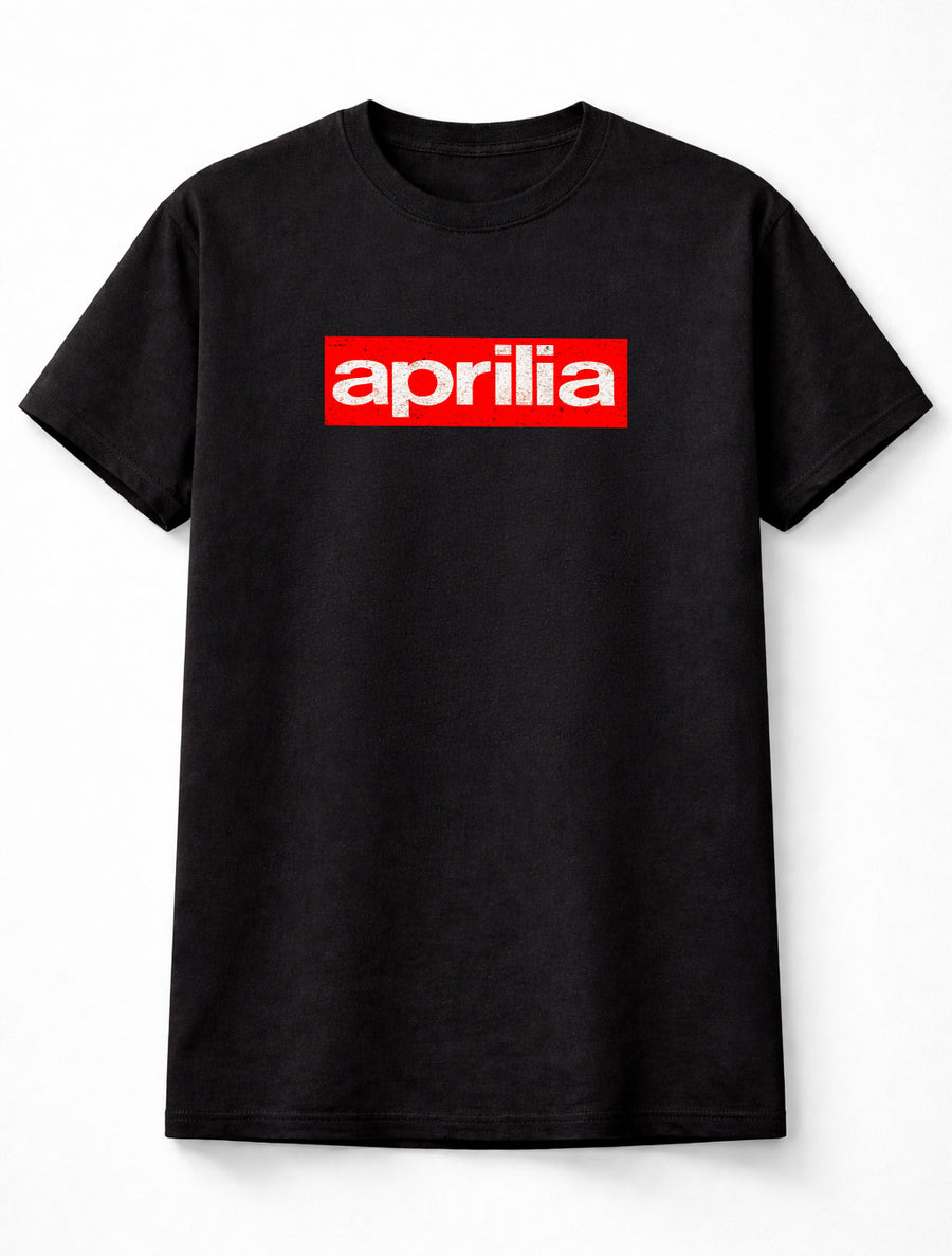 Aprilia Logo Graphic Unisex Motorcycle Racing Black T-Shirt