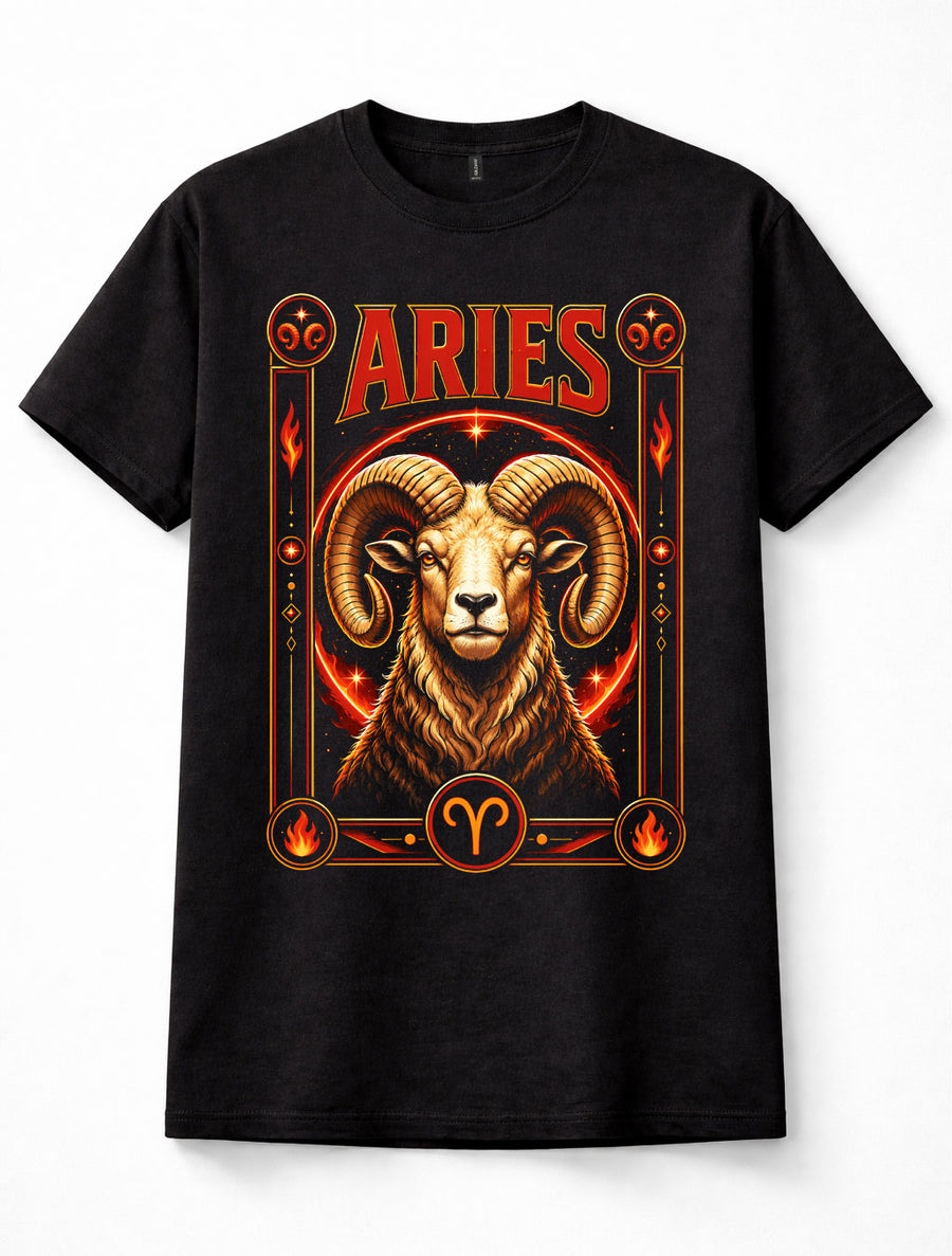 Aries Zodiac Ram Astrology Star Sign Fire Horoscope Birthday Unisex T-Shirt