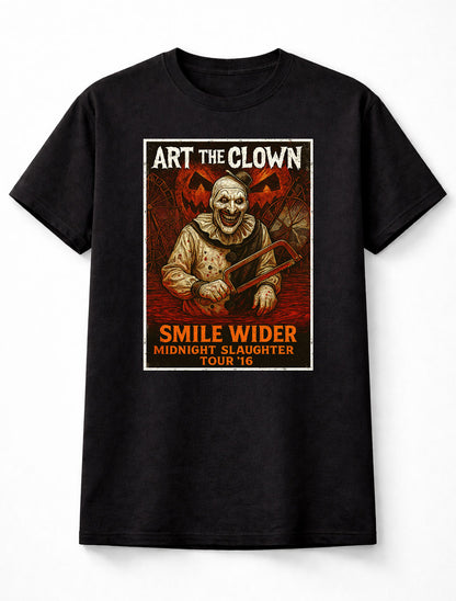 Terrifier Art the Clown Smile Wider Midnight Slaughter Horror Movie Villain Adults & Kids Unisex T-Shirt