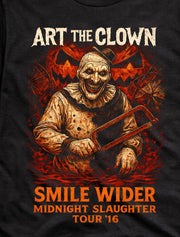 Art the Clown Smile Wider Midnight Slaughter Tour 16 Horror Movie Adults Unisex T-Shirt