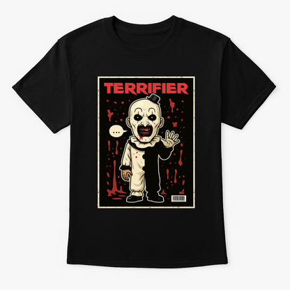 Art the Clown “Terrifier” Comic Style T-Shirt – Cult Horror Graphic Tee for Slasher Movie Fans