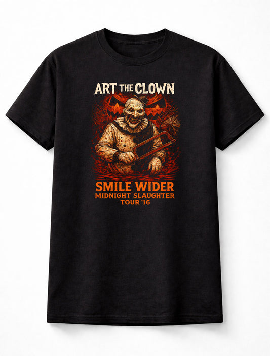 Art the Clown Smile Wider Midnight Slaughter Tour 16 Horror Movie Adults Unisex T-Shirt