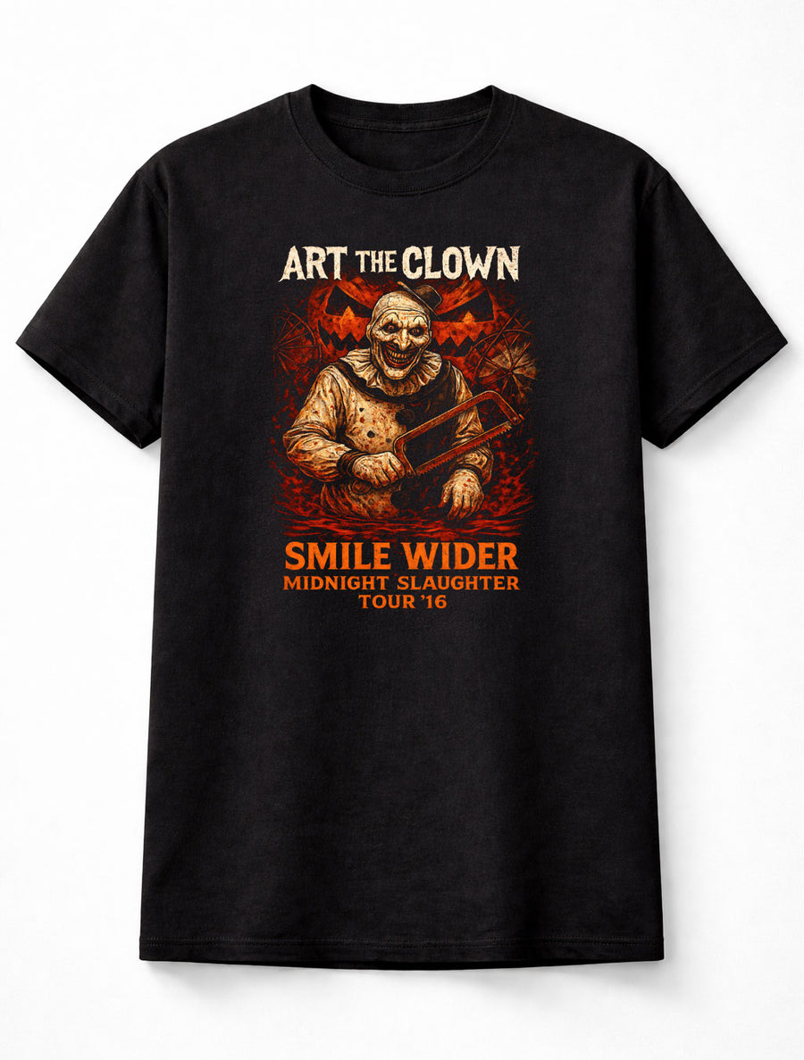 Art the Clown Smile Wider Midnight Slaughter Tour 16 Horror Movie Adults Unisex T-Shirt