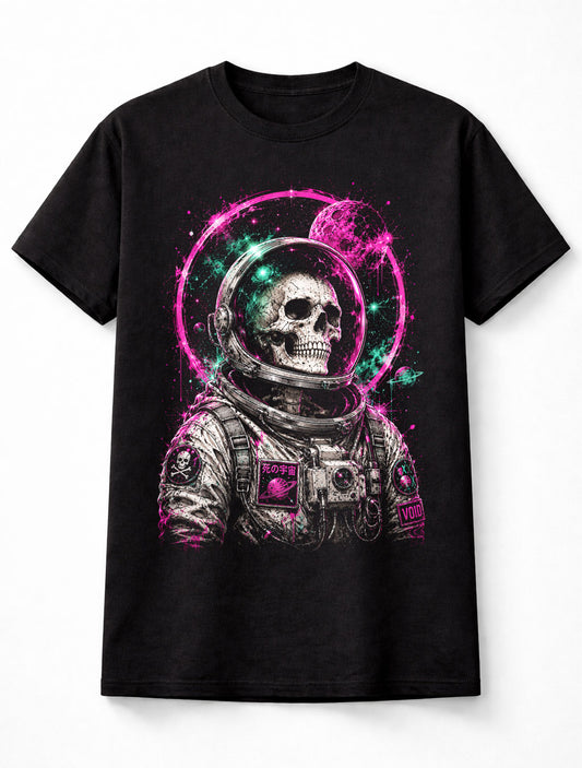 Skull Astronaut Space Galaxy Cosmic Neon Retro Sci Fi Graphic Unisex T-Shirt