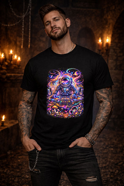 Cosmic Astronaut DJ Art Psychedelic Trippy Gothic Unisex Graphic T-Shirt