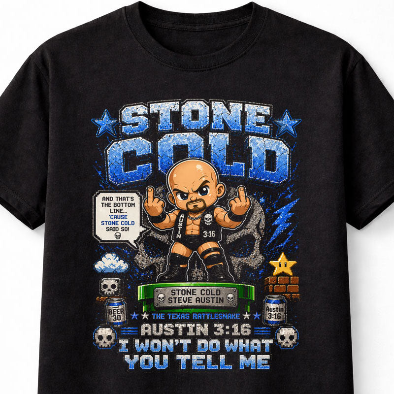 Stone Cold Steve Austin 3:16 Wrestling T-Shirt – Texas Rattlesnake Pixel Fan Tee Adults & Kids Unisex T-Shir