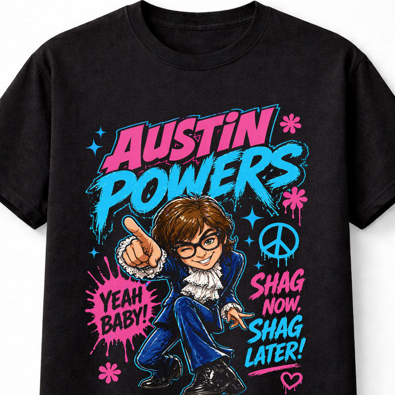 Austin Powers Yeah Baby Shag Now Retro Comedy Movie Unisex T-Shirt
