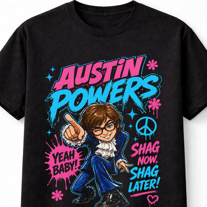 Austin Powers Yeah Baby Shag Now Retro Comedy Movie Unisex T-Shirt