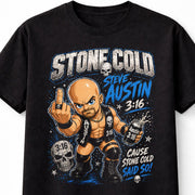 Stone Cold Steve Austin 3:16 Skull Beer Cartoon Attitude Era WWE Wrestling Unisex T-Shirt