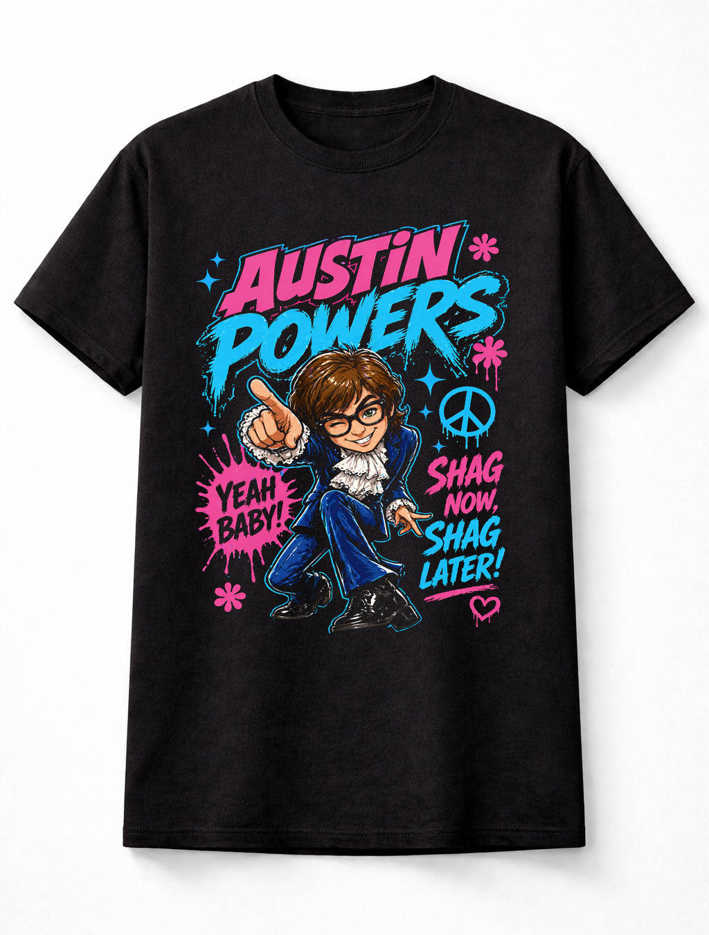 Austin Powers Yeah Baby Shag Now Retro Comedy Movie Unisex T-Shirt