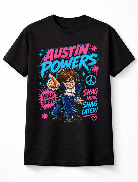 Austin Powers Yeah Baby Shag Now Retro Comedy Movie Unisex T-Shirt