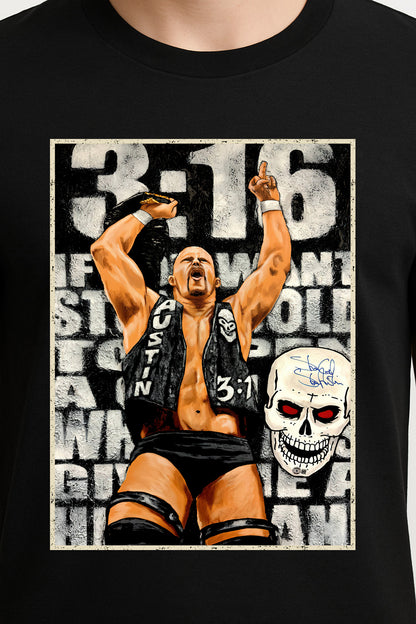 Stone Cold Steve Austin Austin 3:16 Retro Wrestling Unisex T-Shirt Skull Graphic Tee