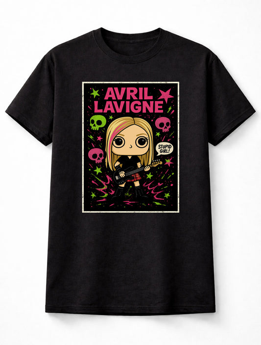 Avril Lavigne T-Shirt Pop Punk Rock Unisex Black Graphic Tee
