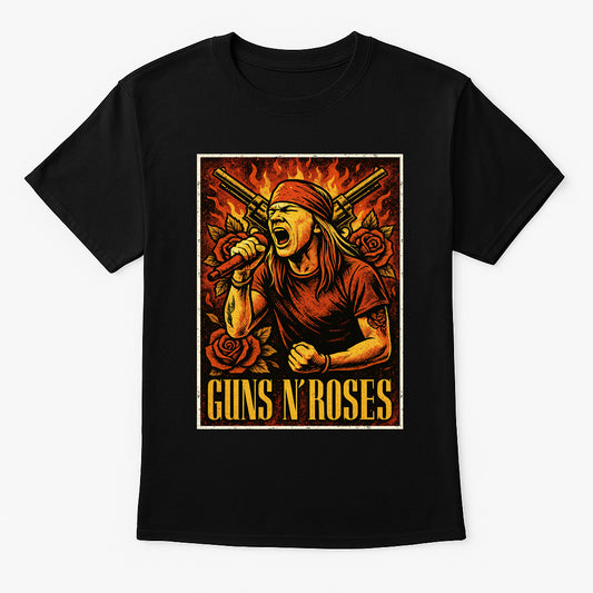 Guns N’ Roses Axl Rose – Classic Logo Unisex T-Shirt Hard Rock Band Merch Tee