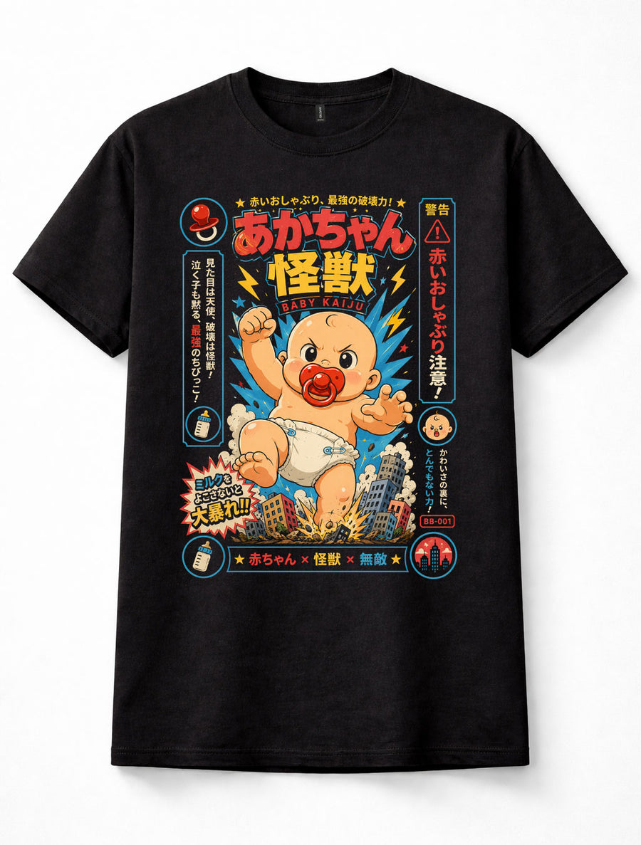 Japanese Baby Kaiju Monster Kawaii City Rampage Graphic Unisex T-Shirt