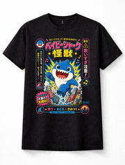 Baby Shark Japanese Kaiju Kawaii Cartoon City Rampage Unisex T-Shirt