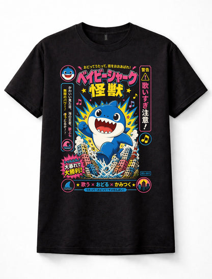 Baby Shark Japanese Kaiju Kawaii Cartoon City Rampage Unisex T-Shirt