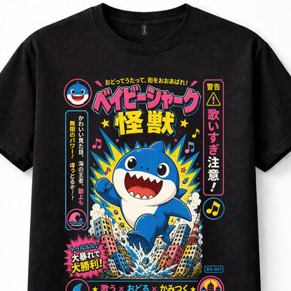 Baby Shark Japanese Kaiju Kawaii Cartoon City Rampage Unisex T-Shirt