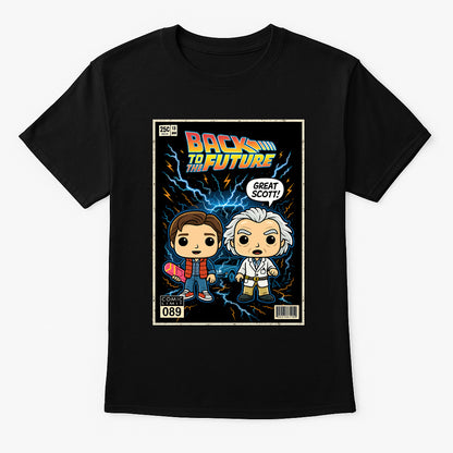 Back to the Future Marty McFly & Doc Brown Retro Comic T-Shirt – Vintage Movie Graphic Tee