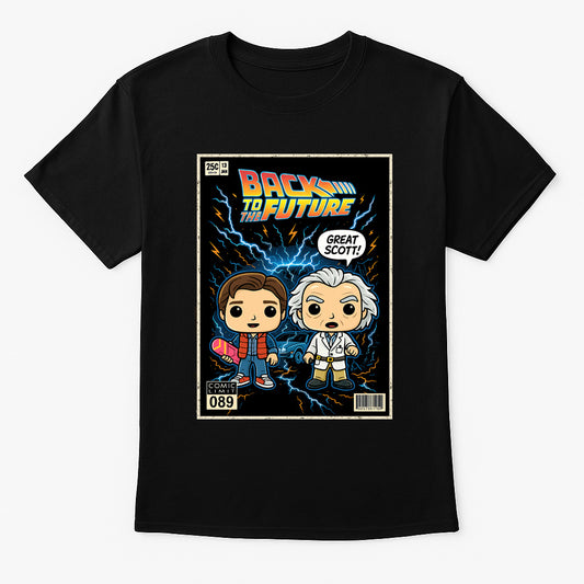 Back to the Future Marty McFly & Doc Brown Retro Comic T-Shirt – Vintage Movie Graphic Tee