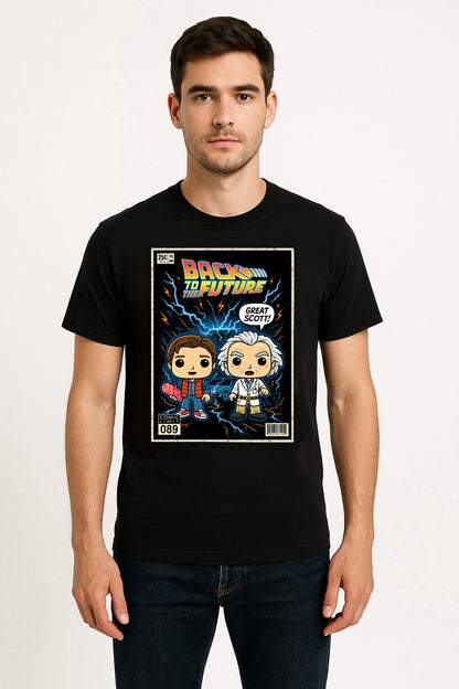 Back to the Future Marty McFly & Doc Brown Retro Comic T-Shirt – Vintage Movie Graphic Tee