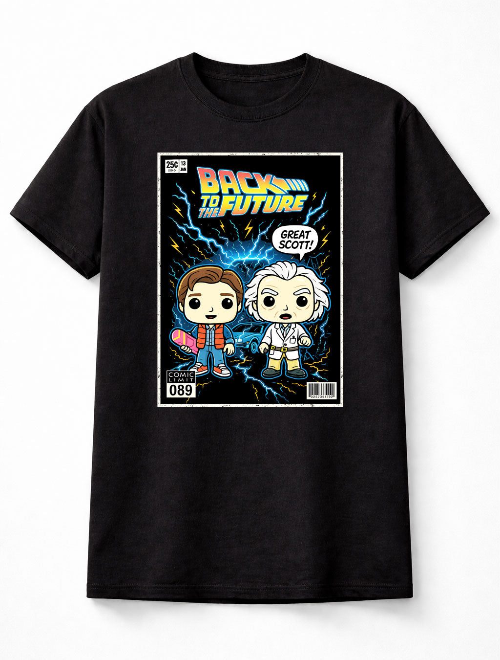 Back to the Future Marty McFly Doc Brown Great Scott DeLorean Time Travel Classic Adults & Kids Unisex T-Shirt