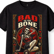 Bad To The Bone Skeleton Pin Up Girl Rockabilly Unisex T-Shirt