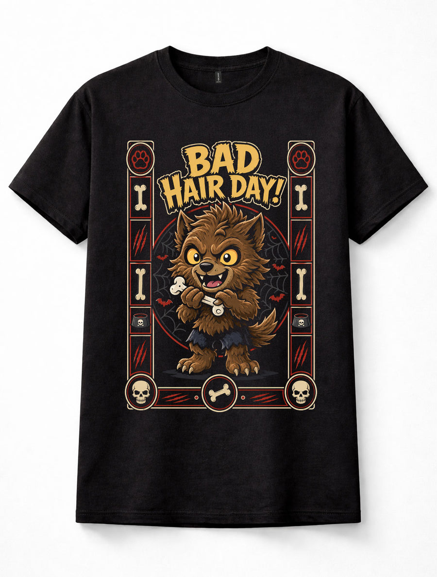 Bad Hair Day Werewolf Funny Halloween Wolf Monster Horror Unisex T-Shirt