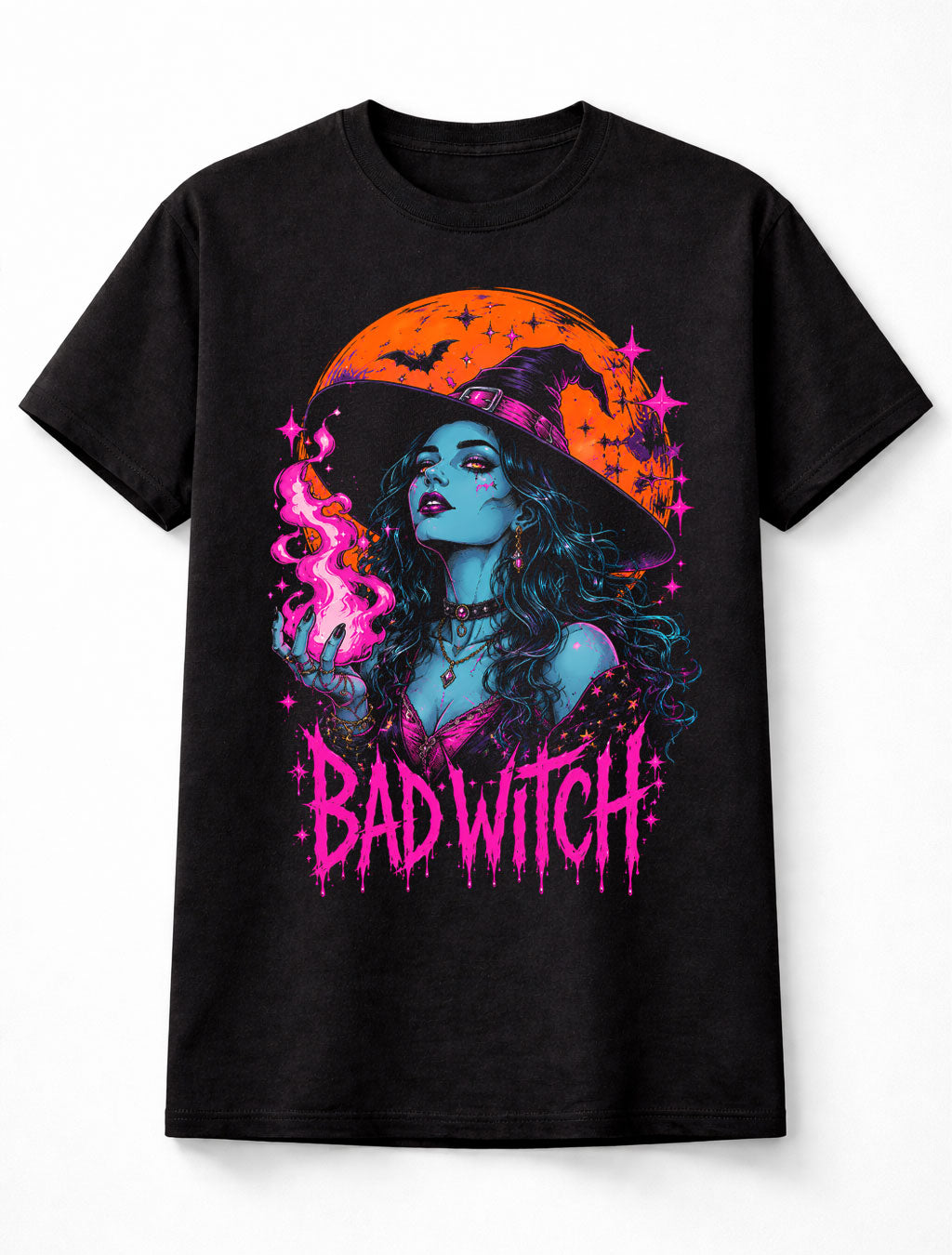 Bad Witch Gothic Halloween Moon Magic Horror Unisex T-Shirt