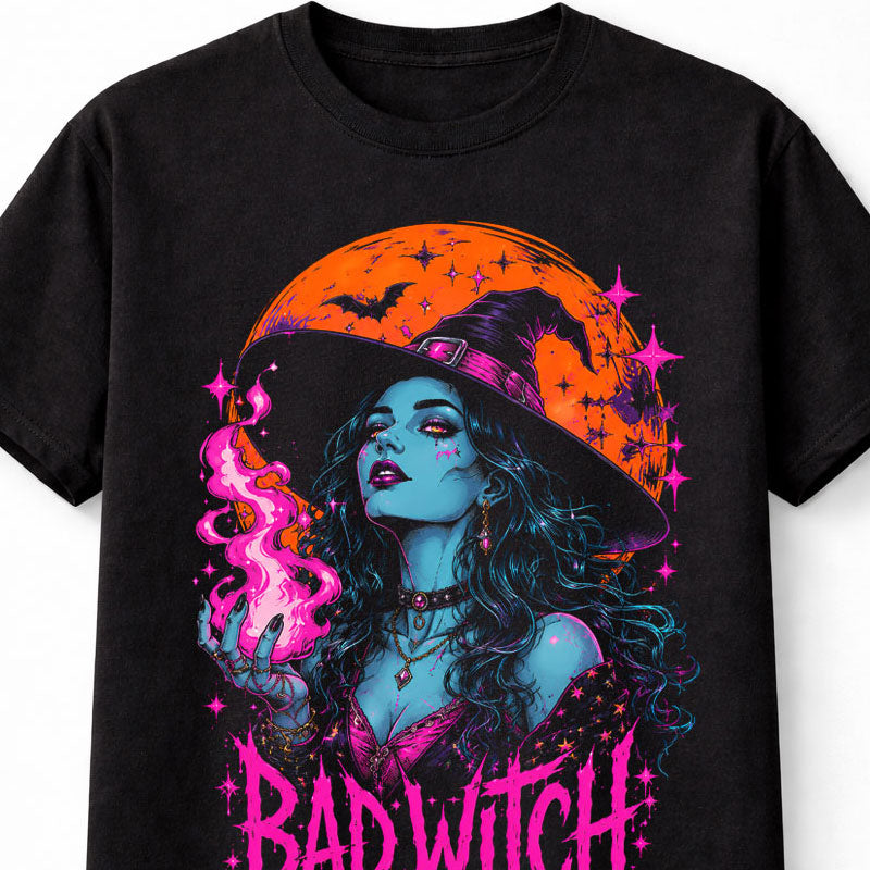 Bad Witch Gothic Halloween Moon Magic Horror Unisex T-Shirt