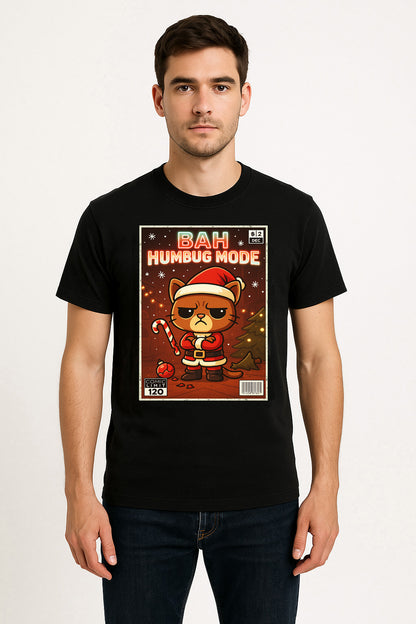 Bah Humbug Mode Funny Christmas Cat Unisex Christmas T-Shirt or Hoodie