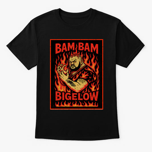 Bam Bam Bigelow “Beast from the East” Unisex T-Shirt Retro Fire Design Tee