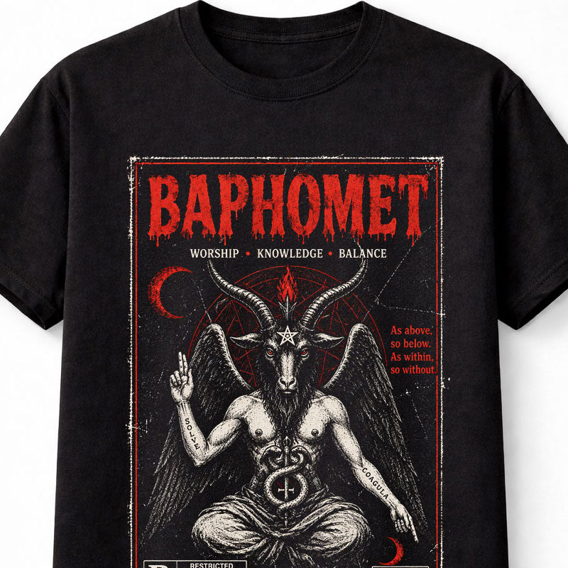 Baphomet Occult Satanic Gothic Metal Vintage Horror VHS Unisex T-Shirt