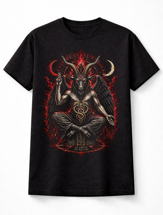 Baphomet Satanic Occult Pentagram Gothic Demon Black Unisex T-Shirt