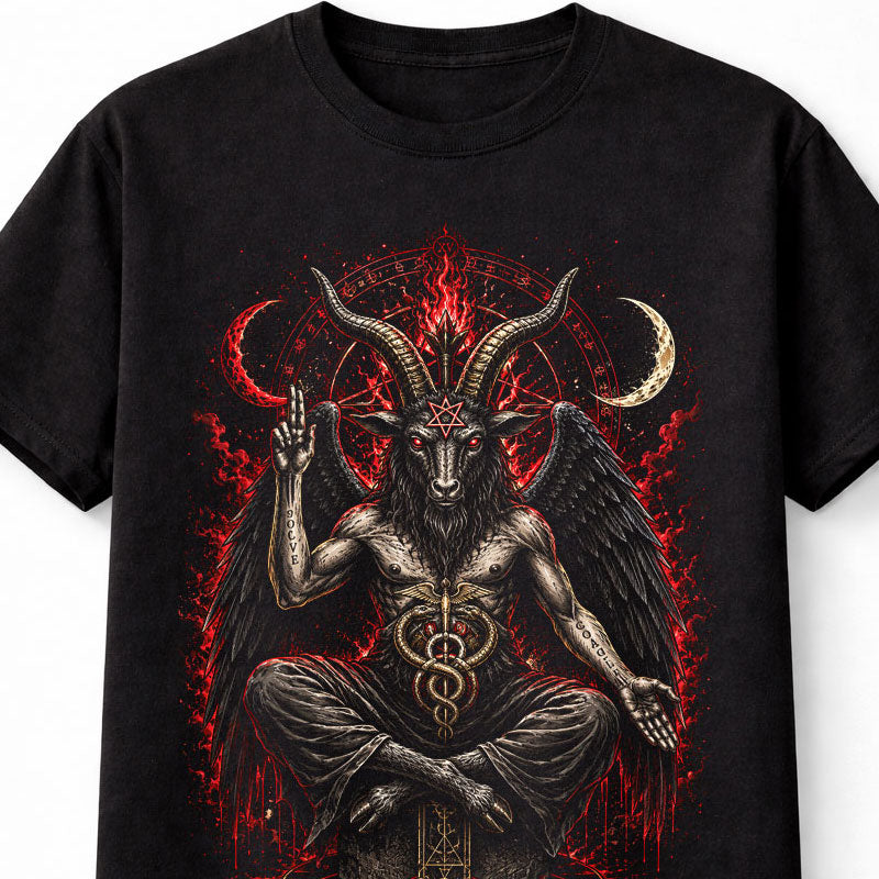 Baphomet Satanic Occult Pentagram Gothic Demon Black Unisex T-Shirt