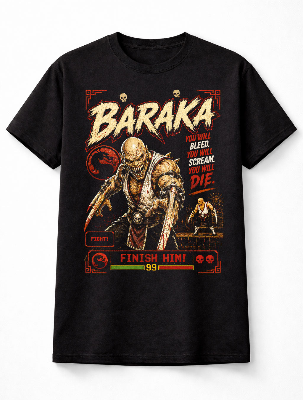 Mortal Kombat Baraka Finish Him Arcade Gaming Unisex T-Shirt