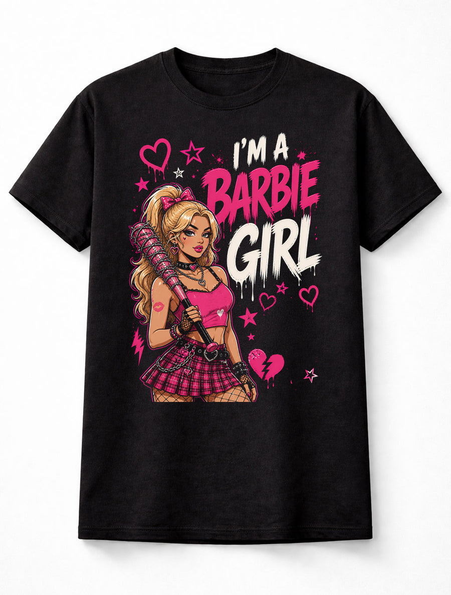 I'm A Barbie Girl Barbed Wire Dark Humor Gothic Girl Graphic Unisex T-Shirt